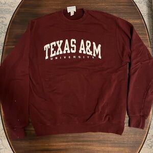 Texas A&M - Stitched Lettering - Champion Crew Neck Sweatshirt - Sz L